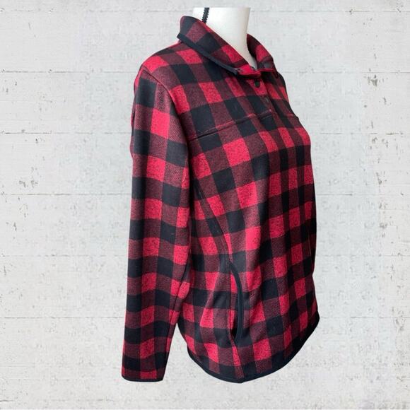 Eddie Bauer Women’s Buffalo Plaid Pullover Sweater Jacket Size Medium Cabincore - Picture 6 of 13